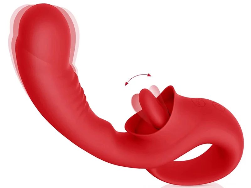 vibrador doble con lengua clitoris punto g rojo
