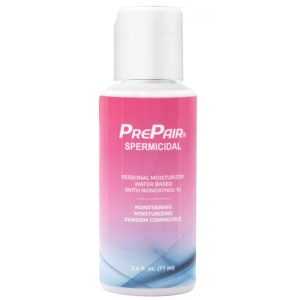 Lubricante personal espermicida Prepair base agua con Nonoxynol-9, 2.4oz. Fabricado en EE. UU., seguro para juguetes y de larga duración